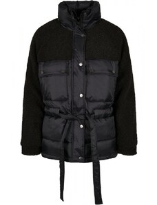 URBAN CLASSICS Ladies Sherpa Mix Puffer Jacket - black