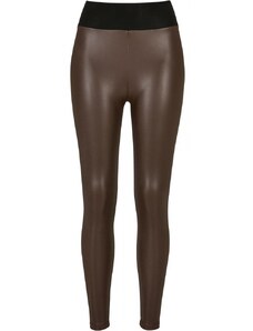 URBAN CLASSICS Ladies Faux Leather High Waist Leggings - brown