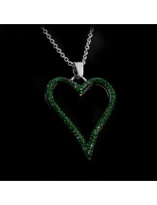 Krásný přívěsek Srdce v zeleném provedení se zirkony | DG Šperky