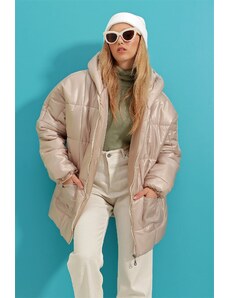 Trend Alaçatı Stili Dámské Kámen Kapuce Vnější Kapsa Puffer Módní Oversize Down Coat