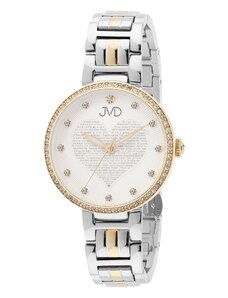 JVD Dámské srdíčkové stříbrno-zlaté náramkové hodinky JVD JG1032.2