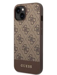 Ochranný kryt pro iPhone 14 - Guess, 4G Stripe Back Brown