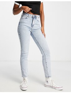 ONLY Emily high waisted straight leg jeans in light blue wash