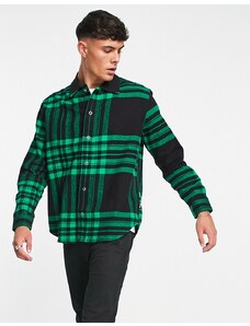 ONLY & SONS heavyweight check shirt in black and green