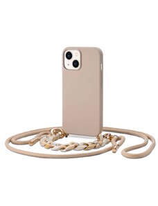 Kryt se šňůrkou pro iPhone 14 PLUS - Tech-Protect, Icon Chain Beige