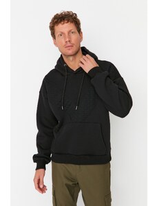 Trendyol Men's Black Oversize Fit Long Sleeve Hooded Paneled Sweatshirt with Detail