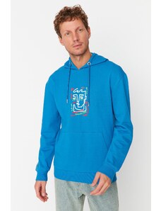 Trendyol Indigo Men's Regular/Real Fit Hoodie with Sweatshirt