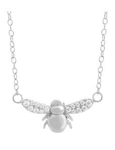 SkloBižuterie-J Stříbrný náhrdelník včelka se zirkony