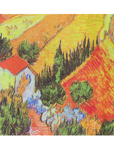 Bavlissimo Šála 180x70 cm Vincent Van Gogh Landscape with House and Ploughman