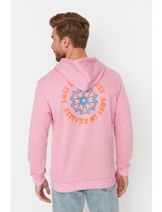 Trendyol Pale Pink Regular Fit Hooded Printed Sweatshirt