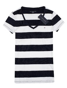 Tommy Hilfiger dámské tričko s krátkým rukávem pruhované černá/bílá