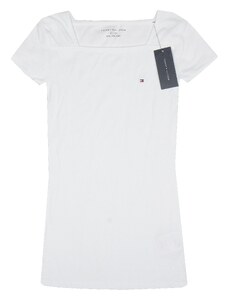 Tommy Hilfiger dámské tričko s krátkým rukávem s velkým výstřihem bílé