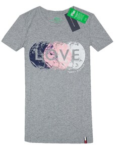 Tommy Hilfiger dámské tričko s krátkým rukávem LOVE graphics šedé