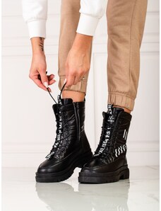 VINCEZA Módní kotníčkové boty černé dámské bez podpatku