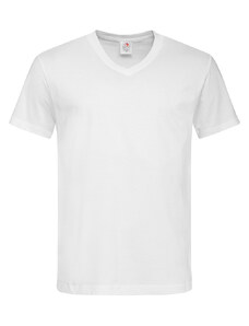 Pánské tričko Classic s výstřihem do V - Bílá