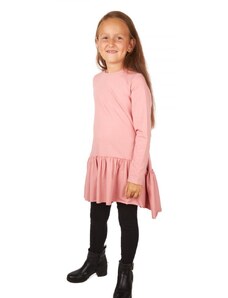 MIMI Dívčí šaty lososové s dlouhým rukávem