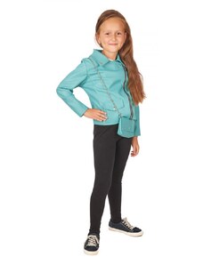 Kajtek Kids Dívčí bunda koženka azurová s kabelkou