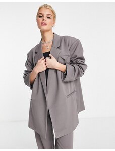Only oversized grandad blazer co-ord with pocket triangle in grey