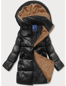 Ann Gissy Černo-hnědá volná dámská bunda z ekologické kůže (AG6-20B)