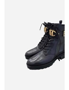 Michael Kors KINCAID Leather Combat Boot Black kotníkové boty černé