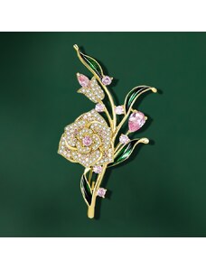 Éternelle Luxusní květinová brož se Swarovski Elements krystaly