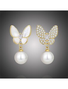 Éternelle Náušnice s perlou a zirkony Emanuela - motýl