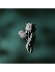 Éternelle Luxusní brož se zirkony Natasha Silver - tulipán