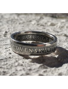 CoinRingsCZ STŘÍBRNÝ PRSTEN "MASARYK" - zakázková výroba, unikátní elegantní prsten na míru, stříbrný prsten z českolovenské výroční desetikoruny, prsten pro ženy a muže, thumb ring, úprava velikosti prstenu.