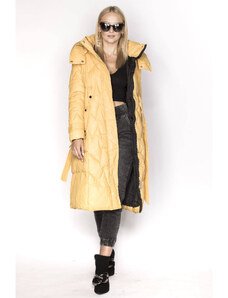 Ann Gissy Žlutá péřová bunda se stojáčkem a kapucí (AG2-J82)