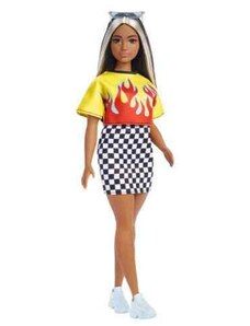 Mattel Barbie modelka 179 Ohnivé tričko a kostkovaná sukně