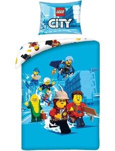 Halantex Bavlněné ložní povlečení LEGO CITY Adventures - motiv Fire Team - 100% bavlna - 70 x 90 cm + 140 x 200 cm
