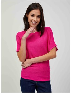 Tmavě růžový lehký vzorovaný svetr s krátkým rukávem ORSAY - Dámské