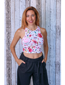 Meera Design Sexy crop top Boxer / Květy bílá