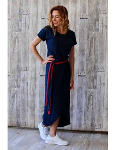 Meera Design Dlouhé šaty s mašlí Aibel / Navy