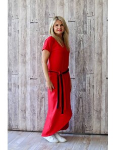 Meera Design Dlouhé šaty s mašlí Aibel / Červená