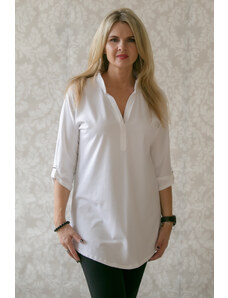 Meera Design Oblíbená košilová tunika s 3/4 rukávem / Bílá