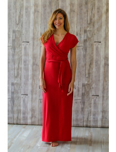 Meera Design Dlouhé šaty s mašlí Nina / Červená