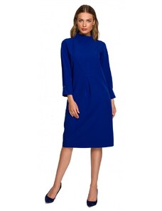 STYLOVE S318 Volné šaty s vysokým límcem - královská modř