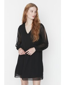 Trendyol černé mini šifonové tkané šaty