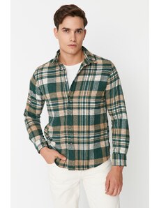 Trendyol Khaki Men's Regular Fit Woodcut Plaid Shirt
