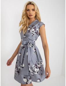 BASIC Šedé šaty s květinami --grey Květinový vzor
