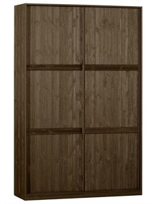 Hoorns Hnědá borovicová šatní skříň Kitai 215 x 139 cm