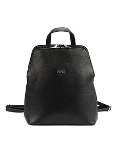 Barebag Kožený černý dámský módní batůžek se dvěma oddíly MiaMore