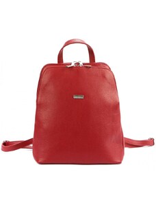 Barebag Kožený červený dámský módní batůžek se dvěma oddíly MiaMore