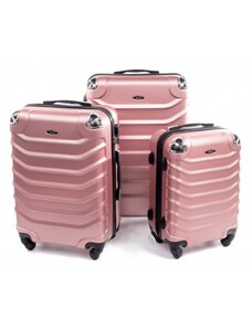 Rogal Růžová sada 3 plastových kufrů "Premium" - vel. M, L, XL