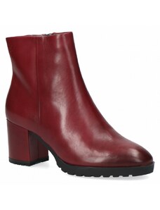 Kotníková obuv ve výrazné bordó barvě na vysokém podpatku Caprice 9-9-25311-29 červená