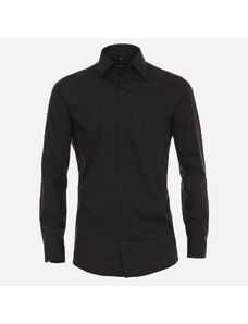 VENTI Čierna pánska košeľa, rukávy 72 cm, Body fit