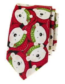 Vánoční Úzká bavlněná kravata Avantgard - medvěd