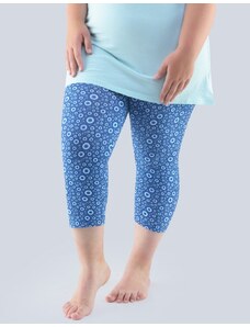 GINA dámské kalhoty 3/4 pyžamové dámské, 3/4 kalhoty, šité, bokové, s potiskem 19804P - lékořice aqua