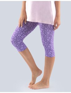 GINA dámské kalhoty 3/4 pyžamové dámské, 3/4 kalhoty, šité, bokové, s potiskem 19804P - tm. fialová fruktóza